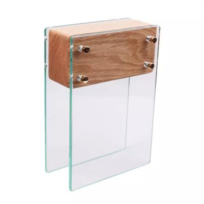 China Sustainable Wooden Kitchen Knife Holder Magnetic Block With High Grade Glass for sale