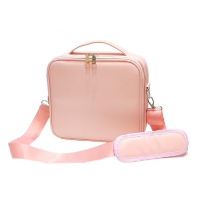 China Custom Logo Cosmetic Large Make Up Box Toiletry Bag Waterproof Travel Square Pink Eco-Friendly Eco-friendly Women's Custom Makeup Bag for sale