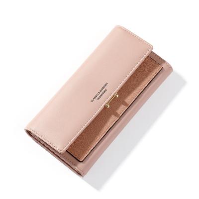 China New Large Capacity Women Waterproof Clutch Purse Splice Color Frosting Wallet Card Holder Girls Money Purse for sale