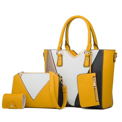 China New Fashion Luxury Women's Large Capacity Handbags Clips 4 Pieces Suit PU Leather Bags Large Ladies Handbag Set for sale