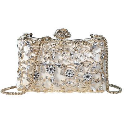 China Wholesale Women Evening Clutch Bag Daily Lifestyle Handmade Crystal Stone Clutch Handbag Evening Cavity Bags for sale