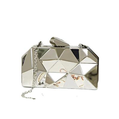 China Wholesale Mini Party Evening Purse Chain Geometric Daily Life Bags Elegant Metal Wallet Evening Clutch For Ladies Grab Handbag Purses for sale