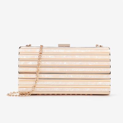 China Party Evening Purse Clutch Bag New Style Fashion Trend Striped Clutch Bag High Quality Metal Elegant Women Banquet Evening Clutches for sale