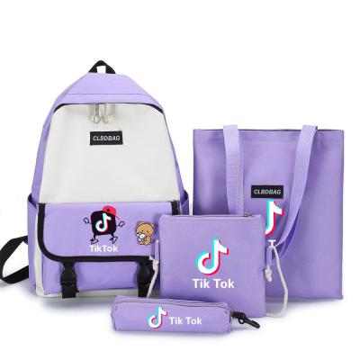 China Fashion Waterproof Girls Backpacks Student Bookbags Cute Canvas Four Piece Set Bags Youth Girls Shoulder Backpack for sale