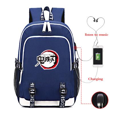 China With USB High Quality Large Canvas Bags Japanese Anime Cartoon Girls Waterproof Student School Japanese Anime Demon Slayer Backpacks for sale