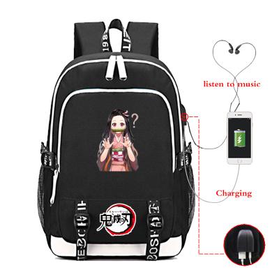 China With USB High Quality Large Canvas Bags Waterproof Cartoon Japanese Girls Anime Student School Demon Slayer Backpacks for sale