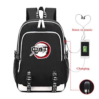 China With USB Demon Slayer Bags Large High Quality Canvas Bags Waterproof Japanese Cartoon Girls Anime Student School Backpacks for sale