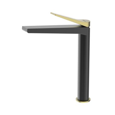 China Brass Black Square Single Hole Basin Faucet Regular Water Taps Bathroom Faucets for sale