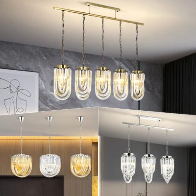 China Modern Indoor Hanging Glass Living Room Crystal Led Chandelier Light Dining Room Lamp for sale