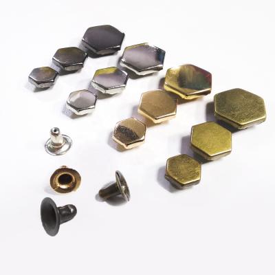 China Wholesale Durable Metal Hexagon Rivets For Leather Belt Backpack Garment Flat Snap Rivet Remache Para Cuero for sale