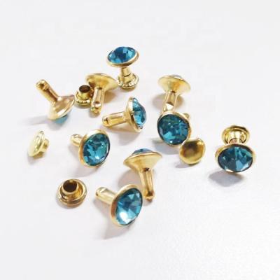 China Durable High Quality Gold Rhinestone Rivets For Fashion Clothes Double Cap Rivets for sale