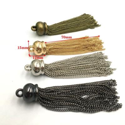 China For Key Purse High End Tassel Pendant Chain Charms For Bags Metal.Chain Tassel Borla De Cadena De Metal for sale