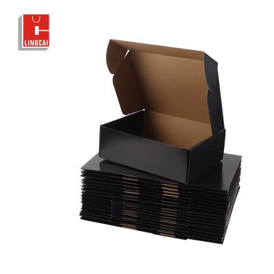 China Recyclable Custom Logo Printing Recycled Black Brown Corrugated Paper Cardboard Custom Mailer Box Corrugated Packaging Box for sale