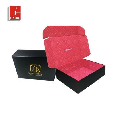 China Recyclable Custom Logo Printed Flat Pack Pink Color Customized Size Corrugated Paper Gift Box for sale