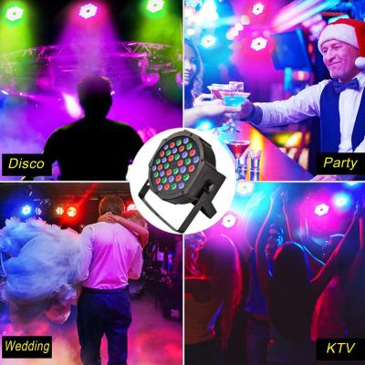 China Led Decoration Light 36 DJ Stage Lights With Box Par Remote Control And DMX 1W RGB Sound Activated Led Lights for sale