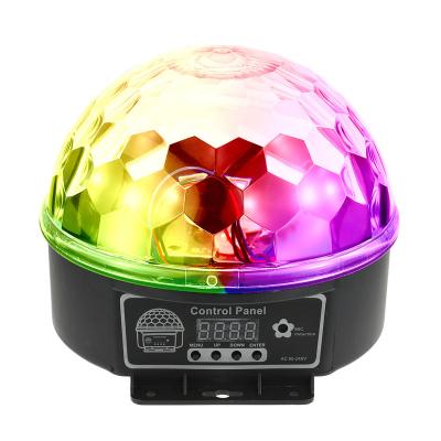 China Wedding High Quality Hot Sale LED RGBYWP Voice Control Disco Led Magic Crystal Lights Cheap Led DJ Stage Ball Light for sale