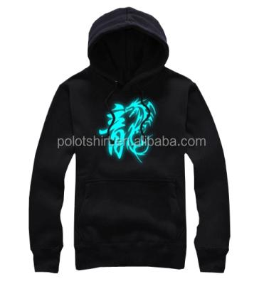 China Anti-pilling china cool product hoodies for boys stylish black EL lighting pullover for sale