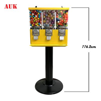 China Triple Gumball Capsule Bouncy Mall Candy Ball Vending Machine for sale