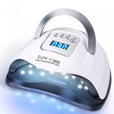 China SUN 180W X7 MAX LCD Display 57 Pcs Beads LED Fast Nail Curing UV Lamp UV LED Gel Nail Dryer Portable With 4 Timer 10S 30S 60S 99S for sale