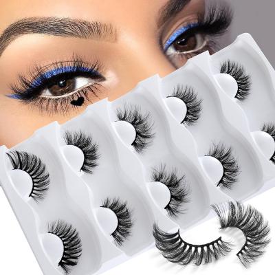 China Cotton Strip 5d Full Strip False Mink Eyelashes Natural Wholesale Fluffy False Eyelashes Winged Black Lashes for sale