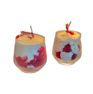 China Latest Simple Hot Selling Cute Strawberry Candle Creativity Cream Scented Birthday Gift Souvenir for sale