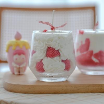 China Latest Simple Hot Selling Strawberry Cream Creativity Cute Birthday Personalized Scented Candles for sale