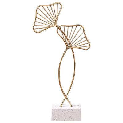 China Europe ginkgo leaf fan leaf ornaments metal crafts living room porch wine cabinet luxury Nordic home decoration for sale