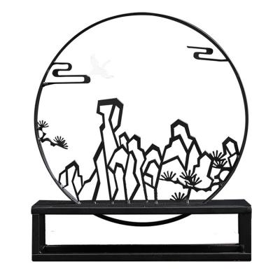 China New Europe Chinese Simple Zen Landscape Screen Ornaments Creative Wrought Iron Crafts Ornaments Porch Living Room Office Bedroom for sale