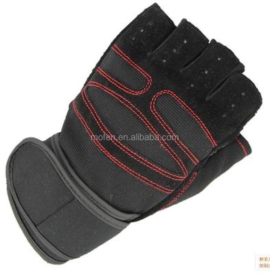 China Polyester Long Wrist Band Black Gym Workout Best Custom Weightlifting Gloves for sale