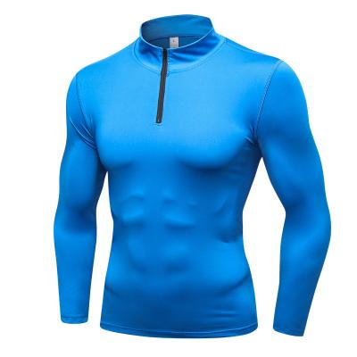 China Anti-Static Cheap Anti-Static Zipper Men's Elastic Sport Hoodies Tight Workout Long Sleeve T-Shirts for sale