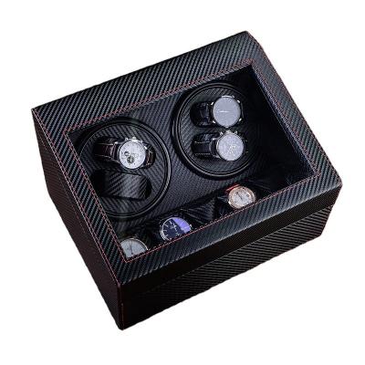 China Luxury Ebony Wooden Automatic 4 Motors Watch Winder Display Watch Box Case for sale