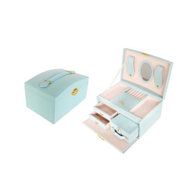 China Waterproof ; Plastic Or Cardboard New Design Light Blue Leather Jewelry Gift Boxes For Wholesale for sale