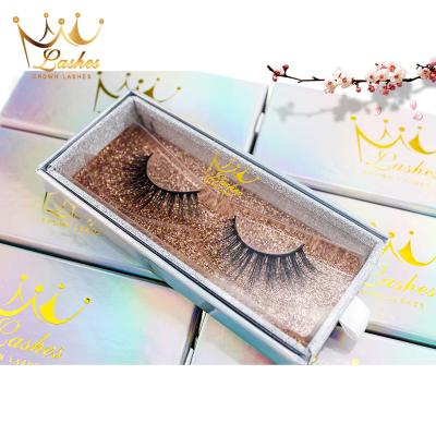 China CrownLashes 3d faux mink fiber delicate silk lashes custom logopestanas hair maker mink lashes with packaging eyelashes for sale