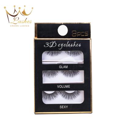 China Natural Soft Original Factory Production 3D Eyelash Handmade Silk Mink Eyelash Glamorous Siberian Strip Faux Silk Lashes for sale