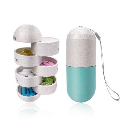 China Portable Pill Organizer Eco Friendly Fiber Grain Pill Box Eco-Friendly Weekly Free Sample 7 Days Travel Medicine Pill Organizer Plastic Pill Box for sale