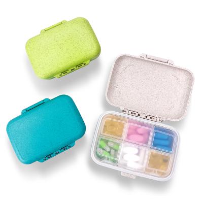 China 2021 Eco-friendly New Style Straw Wheat Pill Box Pill Case Pill Case Plastic Storage Box Medicine Box Eco-friendly for sale