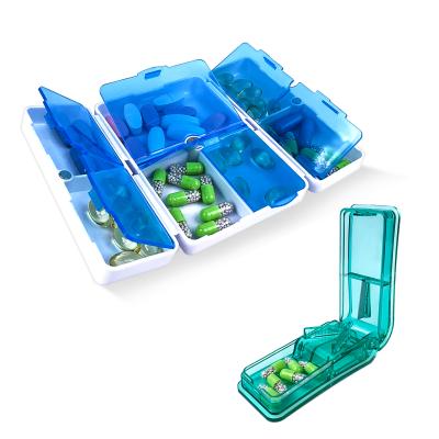 China Pill Cutter Organizer Food Grade Pill Splitter Plastic Pill Box with Cutter Pill Cutter Box for sale