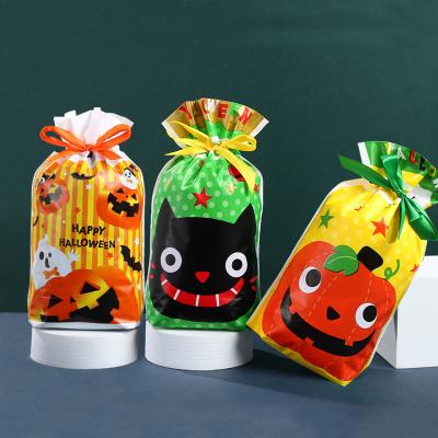 China New Recyclable Halloween Drawstring Food Bag Candy Gift Wrapped Crispy Bag Gift Snow Plastic Packaging Bag for sale