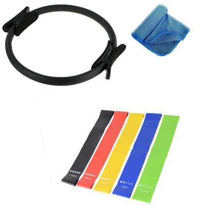 China New Popular Durable Yoga Pilates Circle Ring With Cooling Towel And Latex Resistance Bands Set for sale