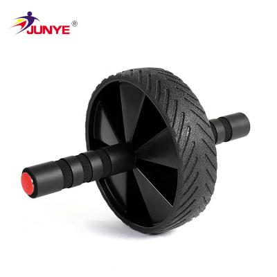 China ABS+ EVA Exercise Ab Roller Wheel With Traction Rope Handle Roller Factory Outlets Anti-Slip ABS Wheels Multi-Function/ Indoor Gym Black for sale