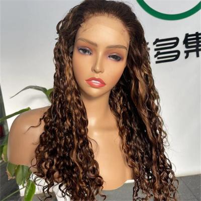 China Swiss HD Lace Wig Closure Double Drawn Pixie Curls Human Hair Highlight Color for sale