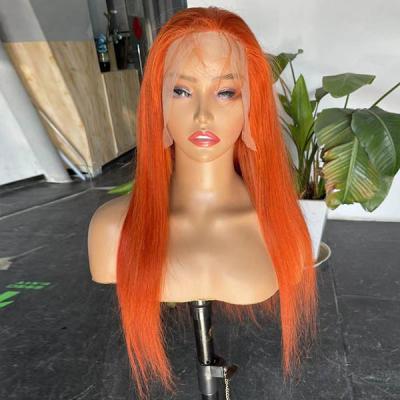 China Ginger Straight 13x4 Frontal Lace Wig Transparent 12A 300gram Customized for sale