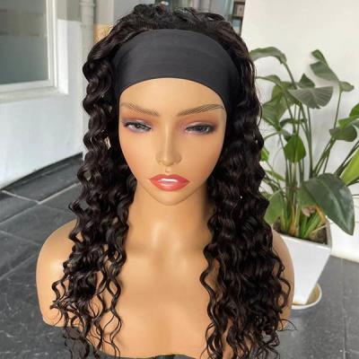 China Headband Glueless Kinky Curly Wig Human Hair Water Wave 360 frontal 22inch for sale