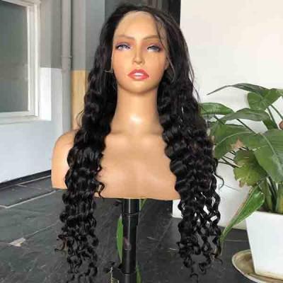 China Double Drawn Loose Curly 13x4 HD Lace Frontal Wig Human Hair 22inch for sale