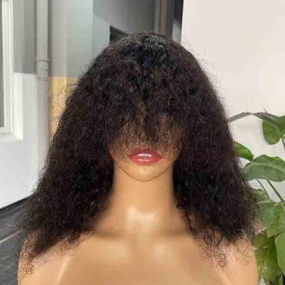 China Natural Perversa Direita Onda de Água Curta Bob bob bob Perucas Cabelo Humano Com Bangs à venda