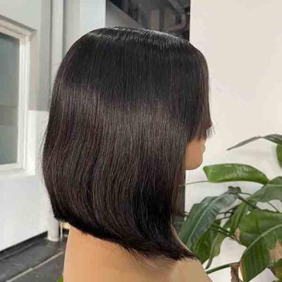 China Wear And Go Short Bob Fringe Pixie Cut Lace Wig Human Hair Blunt Cut for sale