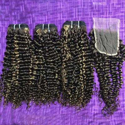 China Highlight Farbe Brazilsche Jungfräuliche Kutikel Ausgerichtete Pissy Locken Haarverlängerung, doppelt gezogene Pixie Locken Menschenhaar Bündel zu verkaufen