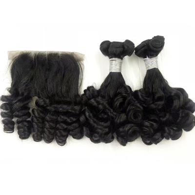 China Silky Funmi Bouncy Double Drawn Human Hair Weave Extensions Customized for sale