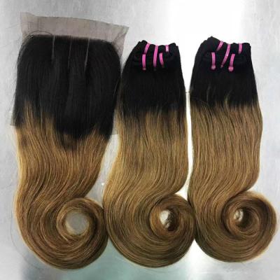 China Peruvian Hook Curl Double Drawn Human Hair Bundles With Closure for sale