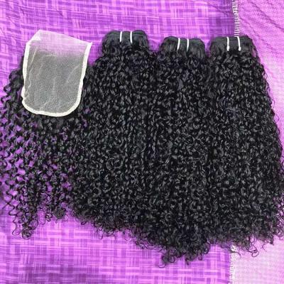 China Pissy Pixie Curl Double Drawn Human Hair Bundles Afro Bulk Hair 3Pcs for sale